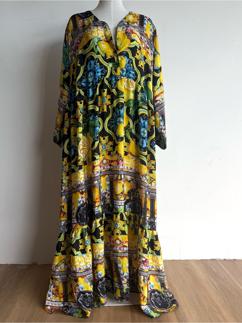 Antica santoria by giacomo cirque Yellow Baroque-Print Maxi Dress one size fruit
